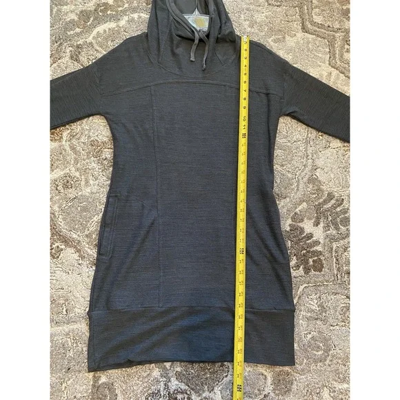 Toad & Co Womens Hooded Sweater Dress Gray Pockets Stretch Travel Medium Tunic - Picture 8 of 8